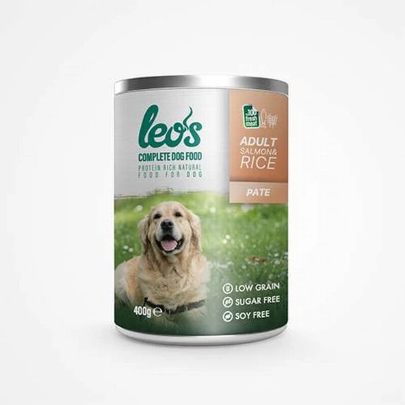 Leos Somonlu ve Pirinçli Pate Yetişkin Köpek Konservesi 12 Adet 400 Gr