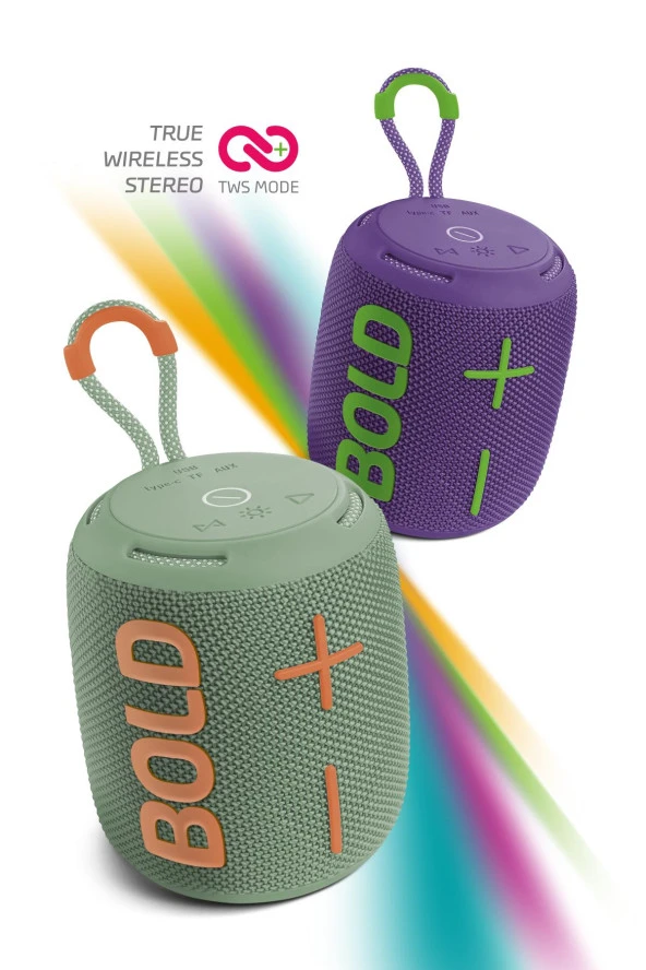 Powerway Bold Haki Yeşil Taşınabilir Ses Bombası Kablosuz Bluetooth Hoparlör Speaker Yüksek Sesli - 2