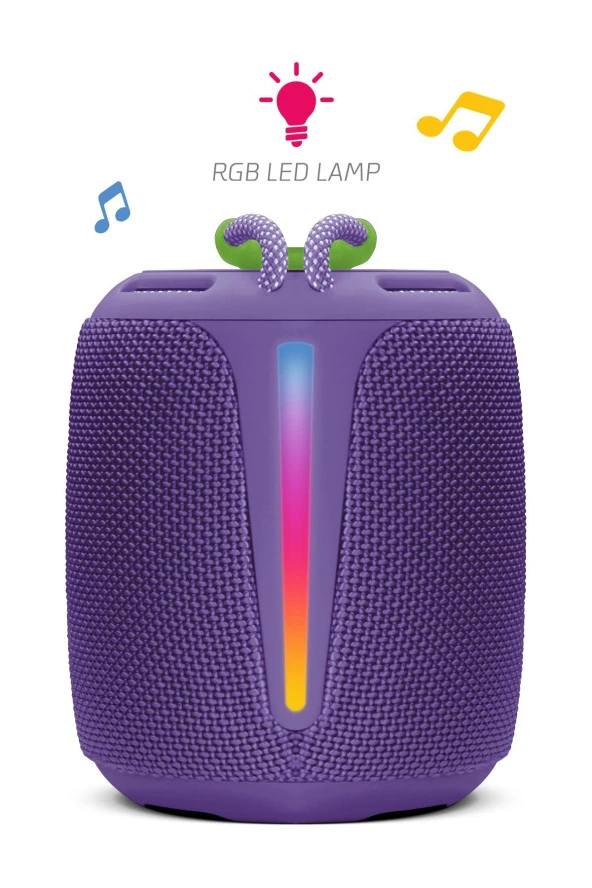 Powerway Bold Mor Taşınabilir Ses Bombası Kablosuz Bluetooth Hoparlör Speaker Yüksek Sesli TWS - 3