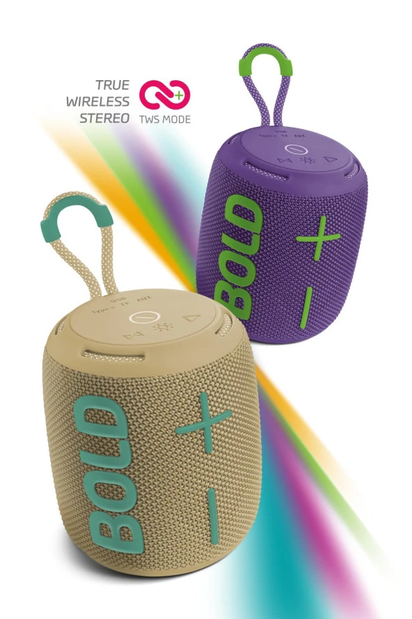 Powerway Bold Haki Taşınabilir Ses Bombası Kablosuz Bluetooth Hoparlör Speaker Yüksek Sesli TWS - 2