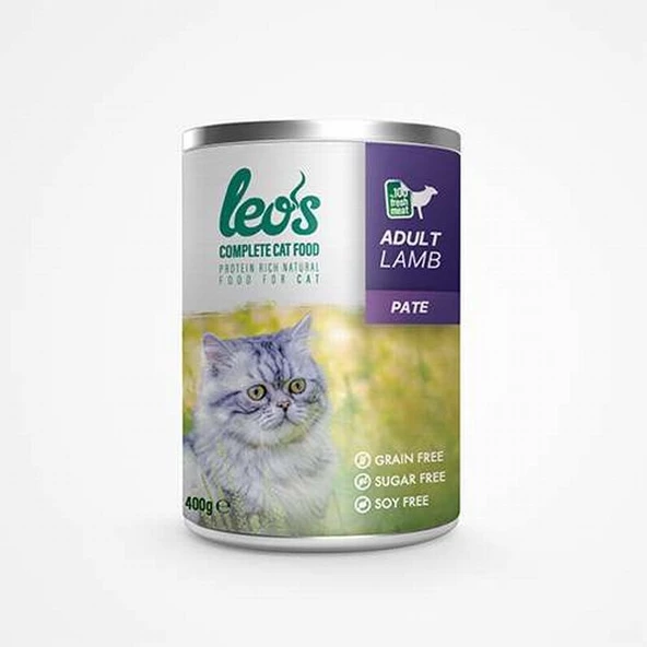 Leos Kuzu Etli Pate Yetişkin Kedi Konservesi 12 Adet 400 Gr