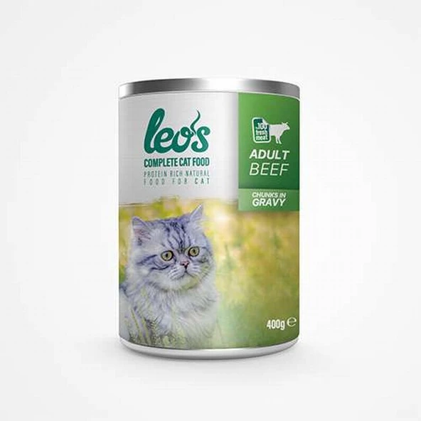 Leos Sığır Parça Etli Soslu Yetişkin Kedi Konservesi 12 Adet 400 Gr