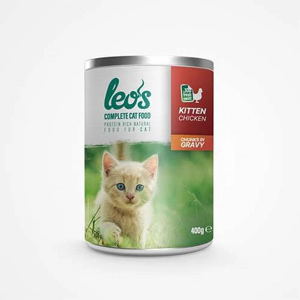 Leos Tavuk Parça Etli Soslu Yavru Kedi Konservesi 24 Adet 400 Gr