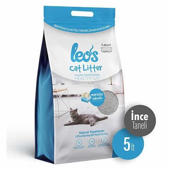 Leos Cat Litter Marsilya Sabunlu Bentonit İnce Taneli Kedi Kumu 2x5 Lt