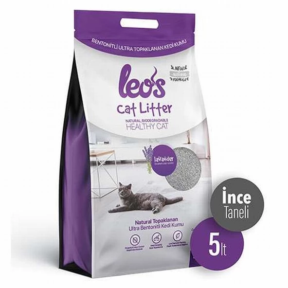 Leos Cat Litter Lavanta Kokulu İnce Taneli Kedi Kumu 2x5 Lt