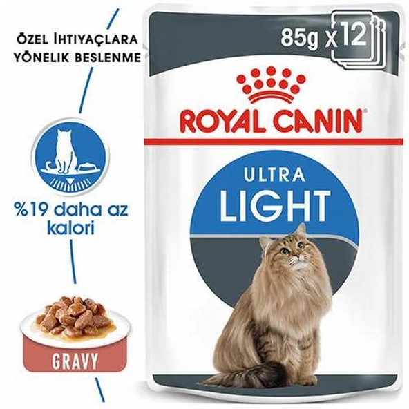 Royal Canin Light Weight Gravy Düşük Kalorili Light Kedi Konservesi 12 Adet 85 Gr - Resim 2