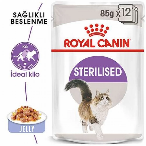Royal Canin Sterilised Jelly Pouch Kısırlaştırılmış Kedi Konservesi 12 Adet 85 Gr - Resim 2