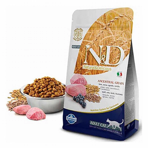 N&D Ancestral Grain Kuzulu Yaban Mersinli Düşük Tahıllı Yetişkin Kedi Maması 1,5 Kg ürün görseli