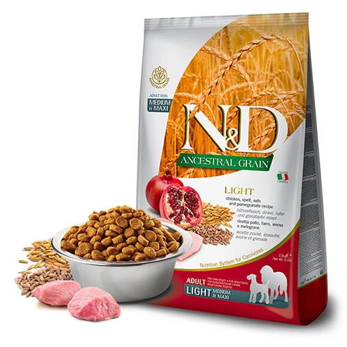 N&D Ancestral Grain Orta ve Büyük Irk Tavuklu Narlı Düşük Tahıllı Light Köpek Maması 12 Kg ürün görseli