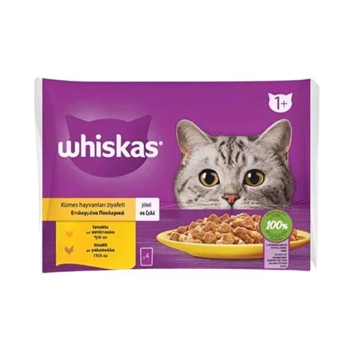 Whiskas Pouch Jöle İçinde Tavuklu ve Hindili Yetişkin Kedi Konservesi 4x85 Gr