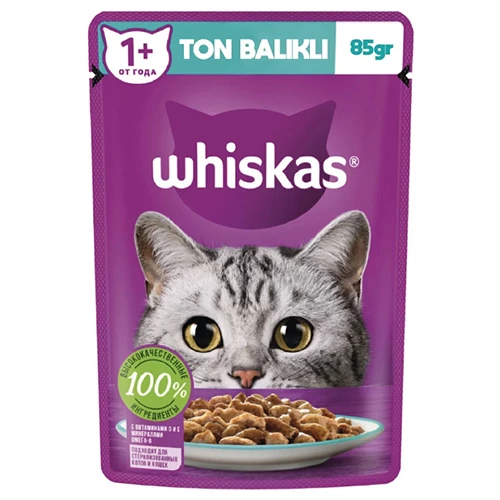 Whiskas Pouch Jöle İçinde Ton Balıklı Yetişkin Kedi Konservesi 28 Adet 85 Gr