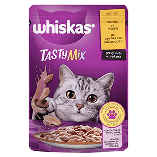 Whiskas Pouch Tastymix Sos İçinde Kuzulu ve Hindili Yetişkin Kedi Konservesi 28 Adet 85 Gr