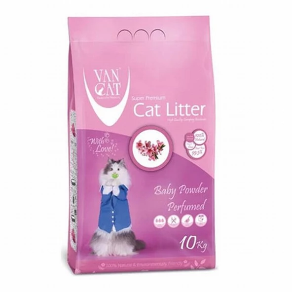 VanCat Baby Powder Parfümlü İnce Taneli Kedi Kumu 2x10 Kg