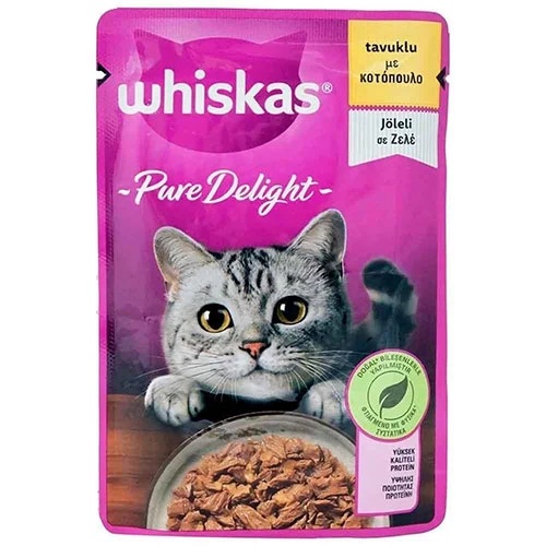 Whiskas Pouch Pure Delight Jöle İçinde Tavuklu Yetişkin Kedi Konservesi 28 Adet 85 Gr