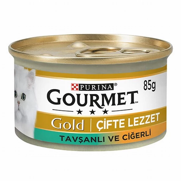 Gourmet Gold Çifte Lezzet Ciğerli Tavşanlı Yetişkin Kedi Konservesi 12 Adet 85 Gr