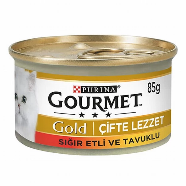 Gourmet Gold Çifte Lezzet Sığır Etli Tavuklu Yetişkin Kedi Konservesi 6 Adet 85 Gr