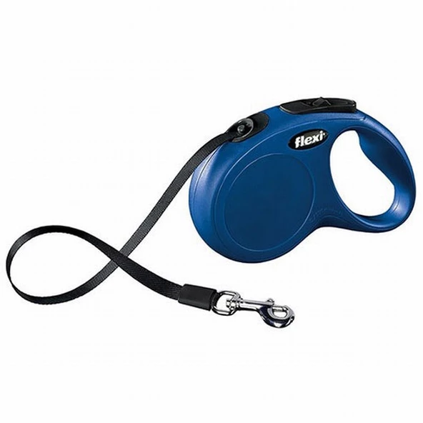 Flexi New Classic Otomatik Şerit Köpek Gezdirme Tasması Small 5 Mt Mavi