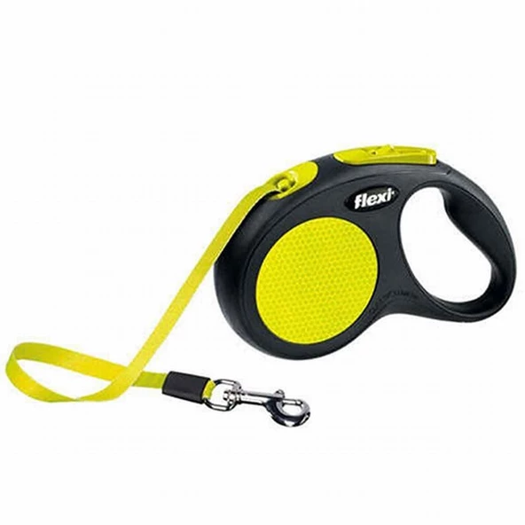 Flexi New Neon Otomatik Şerit Köpek Gezdirme Tasması Medium 5 Mt Sarı ürün görseli 1