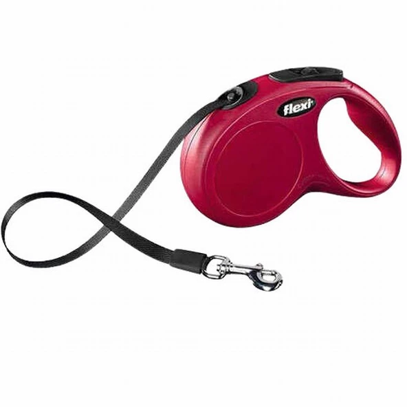 Flexi New Classic Otomatik Şerit Köpek Gezdirme Tasması Small 5 Mt Kırmızı