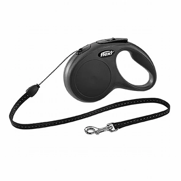 Flexi New Classic Otomatik İp Köpek Gezdirme Tasması Small 5 Mt Siyah