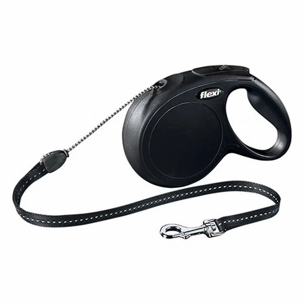 Flexi New Classic Otomatik İp Köpek Gezdirme Tasması Medium 8 Mt Siyah ürün görseli