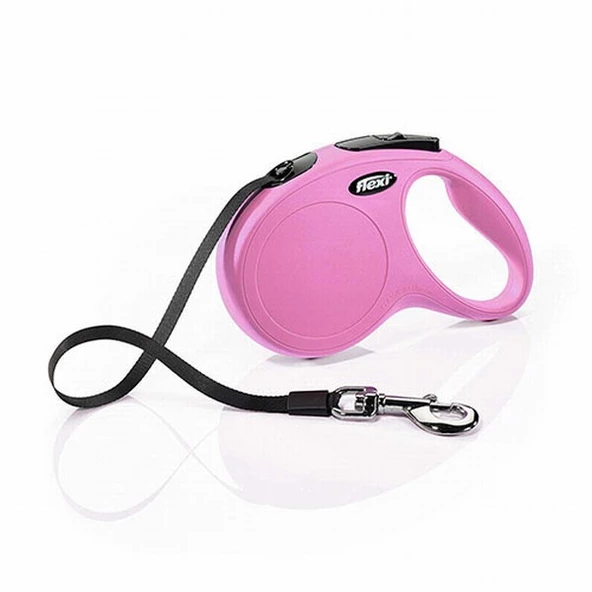 Flexi New Classic Otomatik Şerit Köpek Gezdirme Tasması Medium 5 Mt Pembe