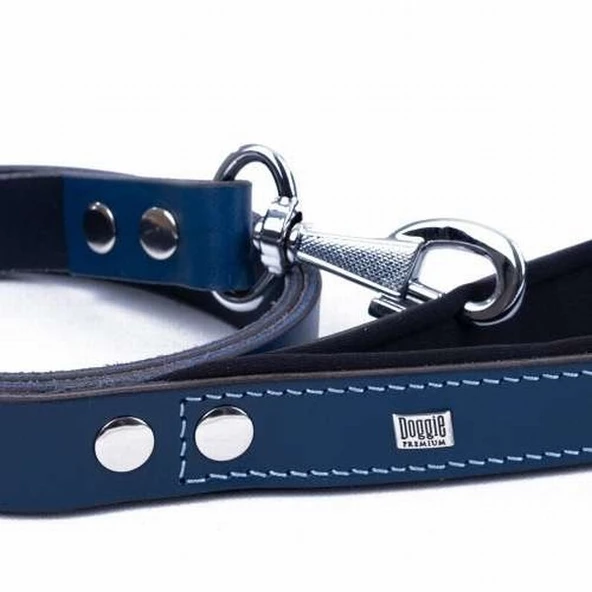 Doggie Konfor Klasik Deri Köpek Gezdirme Tasması Royalblue 3x100 Cm - 3