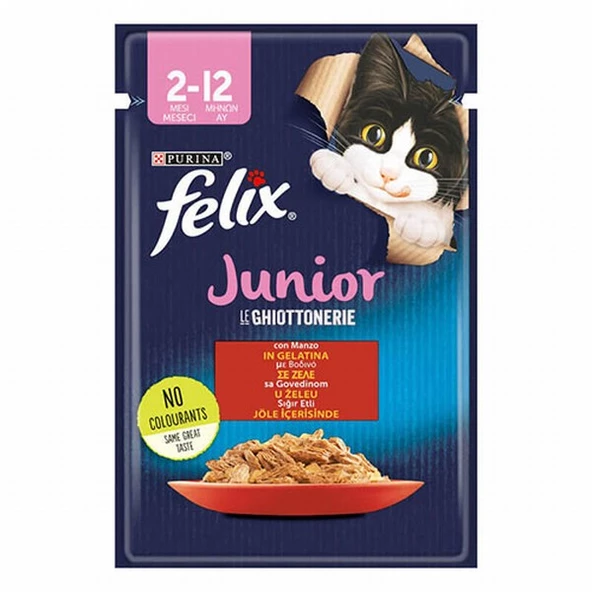 Felix Pouch Junior Sığır Etli Yavru Kedi Konservesi 26 Adet 85 Gr