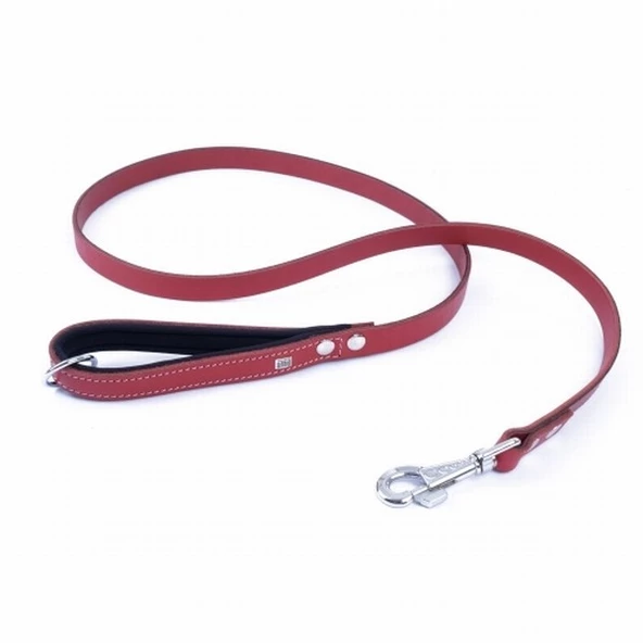 Doggie Konfor Klasik Deri Köpek Gezdirme Tasması Kırmızı 2x140 Cm - Resim 2