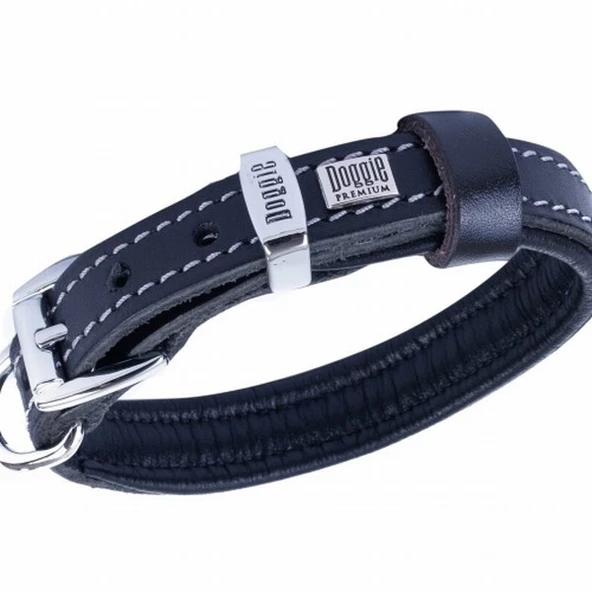 Doggie Yumuşak Firstclass Deri Köpek Boyun Tasması Siyah 1,5x25-30 Cm