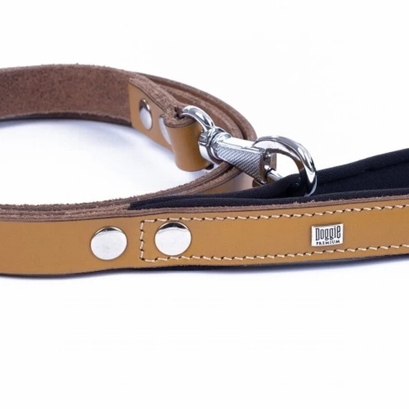 Doggie Konfor Klasik Deri Köpek Gezdirme Tasması Camel 2x140 Cm - Resim 3
