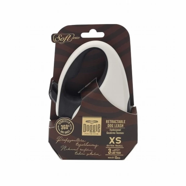 Doggie Otomatik Köpek Tasması Soft Seri XS Beyaz