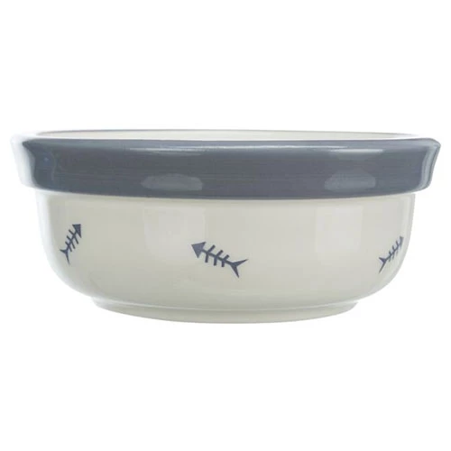 Trixie Seramik Kedi Mama ve Su Kabı 0,3 Lt 12 Cm Beyaz Mavi Gri