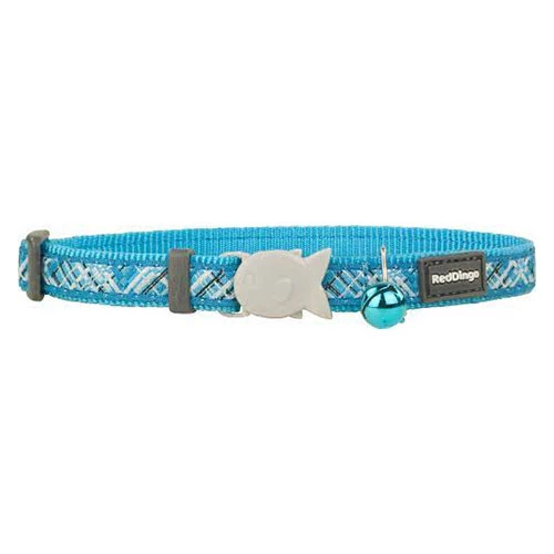 Reddingo Flanno Desenli Turkuaz Kedi Boyun Tasması 12 Mm