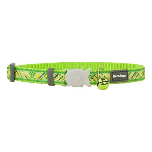 Reddingo Flanno Desenli Lime Kedi Boyun Tasması 12 Mm