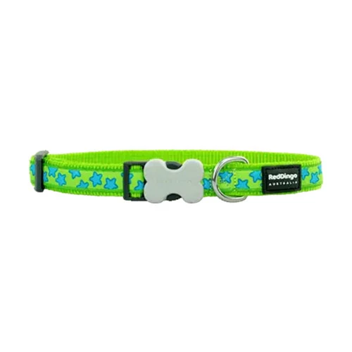 Reddingo Lime Üzerine Turkuaz Yıldızlı Köpek Boyun Tasması Large 25 Mm 41-63 Cm
