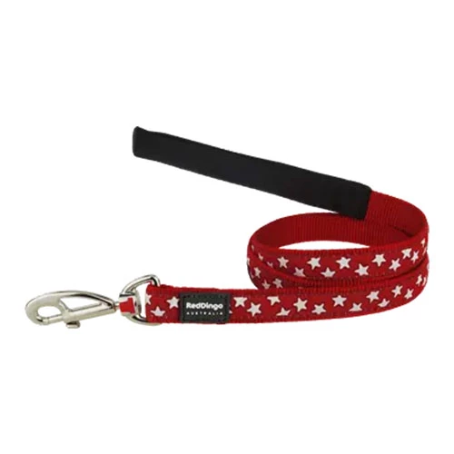Reddingo Kırmızı Üzerine Beyaz Yıldızlı Köpek Uzatma Tasması Medium 20 Mm 1,2 Mt