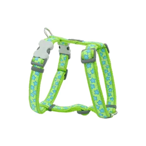 Reddingo Lime Üzerine Turkuaz Yıldızlı Köpek Göğüs Tasması Small 15 Mm