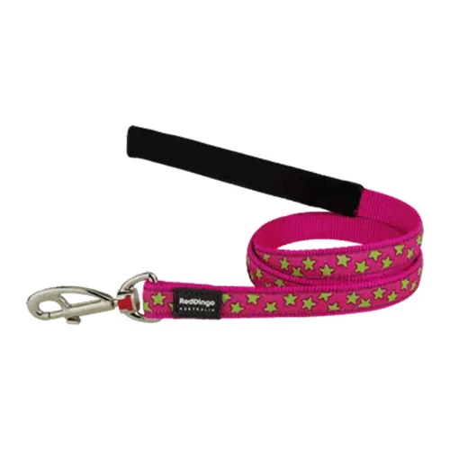 Reddingo Pembe Üzerine Lime Yıldızlı Köpek Uzatma Tasması Large 25 Mm 1,2 Mt