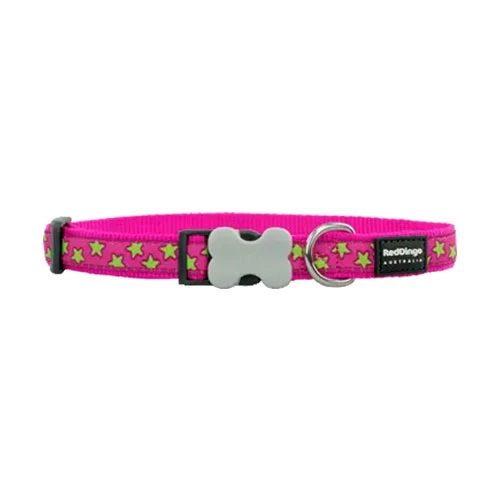 Reddingo Pembe Üzerine Lime Yıldızlı Köpek Boyun Tasması Small 15 Mm 24 -36 Cm