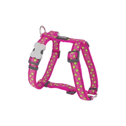 Reddingo Pembe Üzerine Lime Yıldızlı Köpek Göğüs Tasması Medium 20 Mm