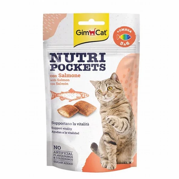 GimCat Nutripockets Somonlu ve Omega 3&6 Kedi Ödülü 60 Gr