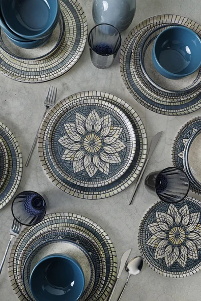Keramika Keraart Mosaic Marvels Yemek Takımı 24 Parça 6 Kişilik 21619-20-21