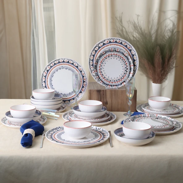 Keramika Keraart Ethnic Yemek Takımı 24 Parça 6 Kişilik 21616-17-28-24 - 2