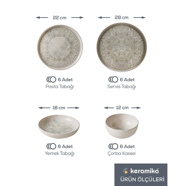 Keramika Groundlace Yemek Takımı 24 Parça 6 kişilik 21501-03 - 3