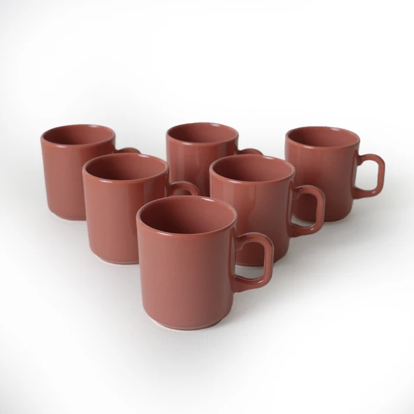 Keramika Kızıl Kahve Formart Kupa 8 Cm 6 Adet 607 - 2