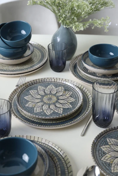 Keramika Keraart Mosaic Marvels Yemek Takımı 24 Parça 6 Kişilik 21619-20-21 - 2