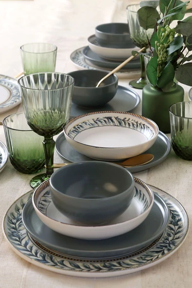 Keramika Keraart Green Frame Yemek Takımı 24 Parça 6 Kişilik 21635-36