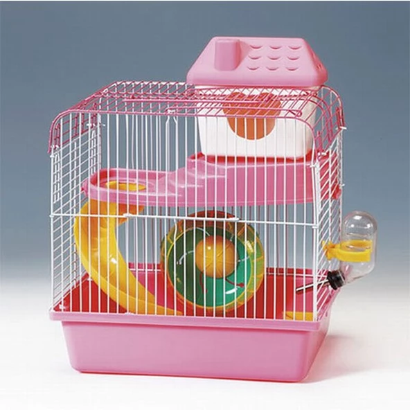 EuroGold Hamster Kafesi Pembe Beyaz 23x17x25 Cm