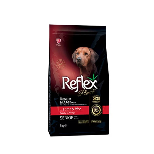 Reflex Plus Senior Orta ve Büyük Irk Kuzulu ve Pirinçli Yaşlı Köpek Maması 3 Kg